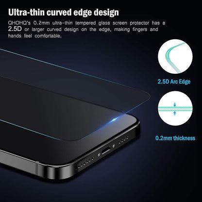QHOHQ 2 Pack Privacy Screen Protector for iPhone 12 Pro 6.1" with 2 Packs Camera Lens Protector,Full Screen Tempered Glass Film,9H Hardness Anti-Shatter, Anti Spy, Touch Sensitive - Case Friendly