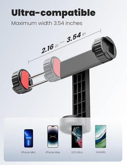 Phone Tripod Mount with 2 Cold Shoes, Smartphone Holder Adapter Rotatable Bracket with 1/4 inch Screw/Adjustable Clip for Video Live Streaming/Recronding