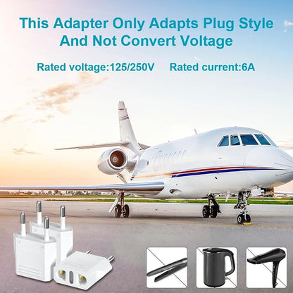 Travel Adapter, 16 Pack of US/CA to European Plug Adapter Travel Power Plug Universal Power Jack Wall Plug Converter (White)