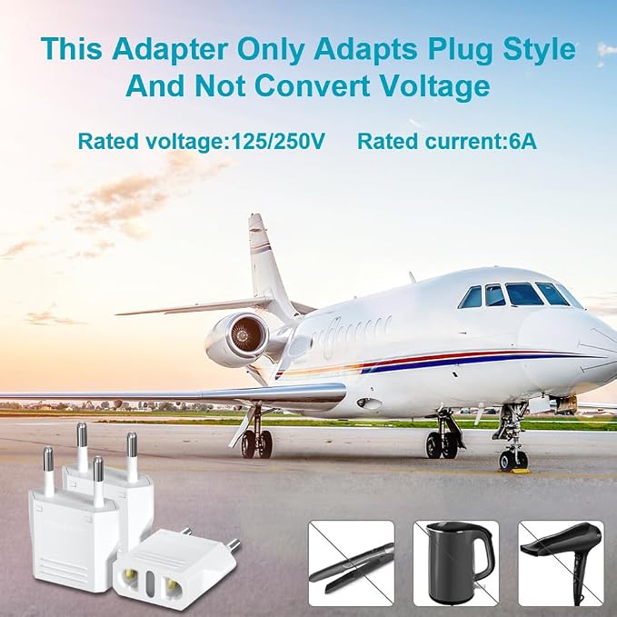 Travel Adapter, 18 Pack of US/CA to European Plug Adapter Travel Power Plug Universal Power Jack Wall Plug Converter (White)