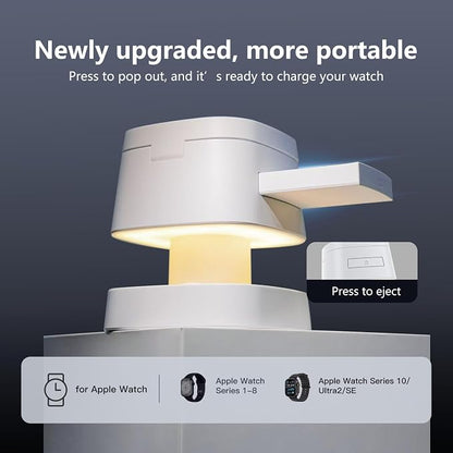 【2026 Upgraded】4 in 1 Wireless Charger, 3 in 1 Wireless Charging Station with Night Light for MagSafe Charger, 15W Magnetic Travel Stand for iPhone17/Air/Pro/Max/16/15/14/13/12, Apple iWatch, Airpods