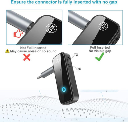 JXTZ Aux Bluetooth 5.3 Adapter for Car, 2 in 1 Wireless Bluetooth Transmitter and Receiver for Headphones Car Home Audio Speaker, Portable 3.5mm Wireless Audio Receiver, Hands-Free Call