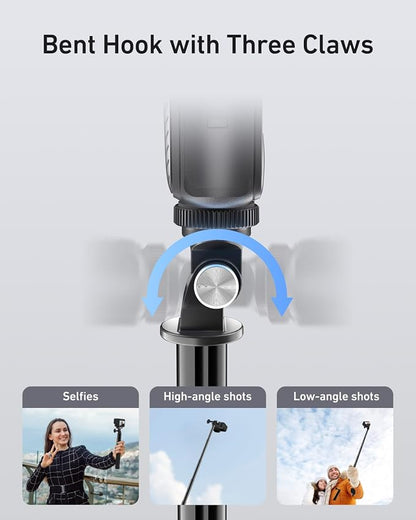 TELESIN 47" Extension Selfie Stick, Portable Handheld Invisible Monopod Pole for GoPro Hero 13 12 11 10 Insta360 X5/DJI Osmo 360/Action 6 5 4 Pocket/AKASO Vlog Selfie Stick, Action Camera Accessories
