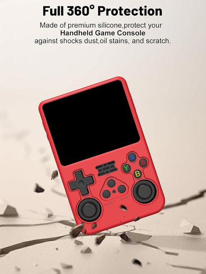Silicone Protective Case for Anbernic R36S Game Console, Full-Body Protective Cover with Precise Cutout, Shockproof Dustproof Protector Sleeve & Scratch-Resistant Sleeve (Red)