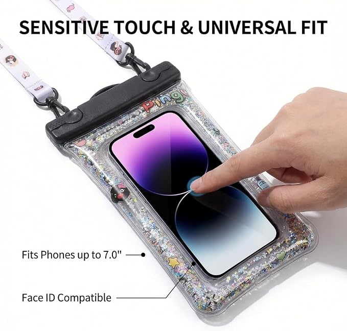 Waterproof Phone Pouch, Water Proof Phone Case Suitable for iPhone, Waterproof Cell Phone Dry Bag for Cruise Travel Vacation Essentials Large Waterproof Phone Holder 3 Pack-Black