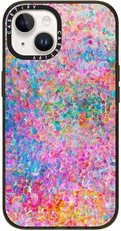 CASETiFY Impact iPhone 14 Case [4X Military Grade Drop Tested / 8.2ft Drop Protection/Compatible with Magsafe] - My Neon Summer by Ingrid Ching - Clear Black