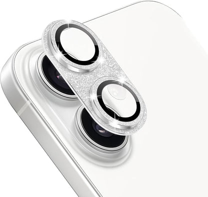 Camera Lens Protector for iPhone 17, Bling Glitter Camera Cover with 9H Tempered Glass Metal Ring, Anti-Scratch Lens Protector for iPhone 17 (Glitter - Silver)