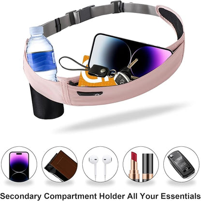 Running Hydration Belt with Water Bottle Holder, Phone Storage (Pink)