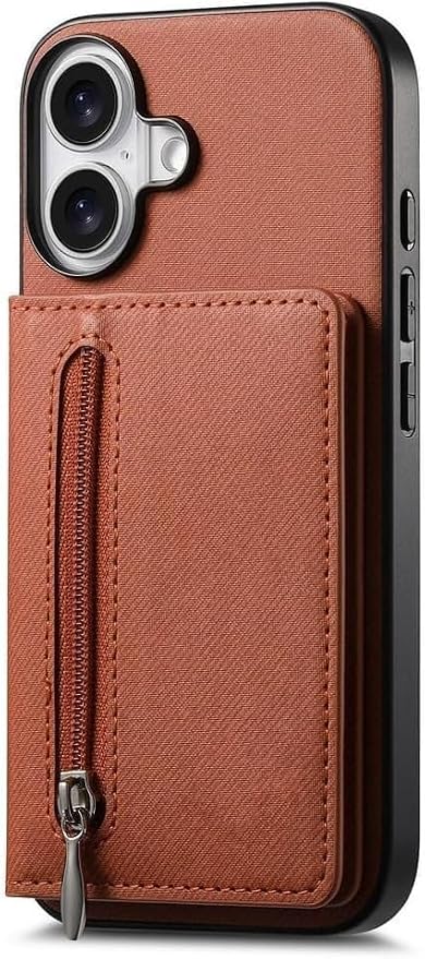 Wallet Case for iPhone 17Pro Max/17/17Pro/17Air, Zipper RFID Blocking Magnetic Closure Cover Card Holder PU Leather (iPhone 17 Air,Red)