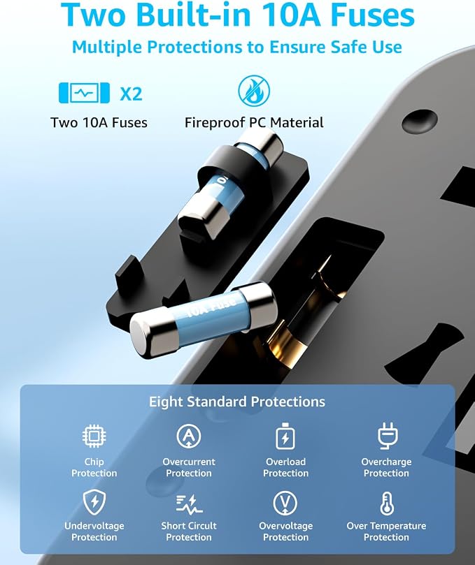 Universal Travel Adapter, International Travel Plug Adapter with 3 USB-C ＆ 2 USB-A Ports(Total 30W), All in One Portable Adaptor, for USA, UK, EU, AU ＆ 224+ Countries (Black)