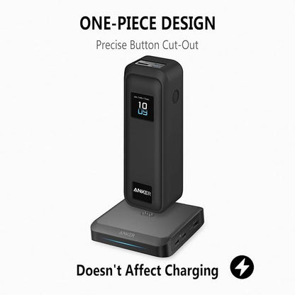 Geiomoo Soft Silicone Case for Anker Prime Power Bank 20100mAh Charger 220W, Flexible Scratch Resistant Cover with Lanyard (Black)