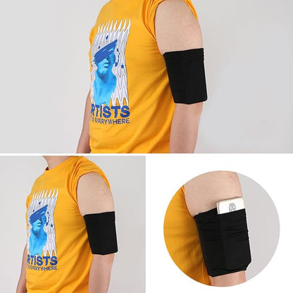 Elastic Running Armband Pouch Comfortable Arm Wrist Band Sleeve Bag Wristband Holder Pouch Case For Hold Phone Keys Card Wristband Holder Pouch Case, Black