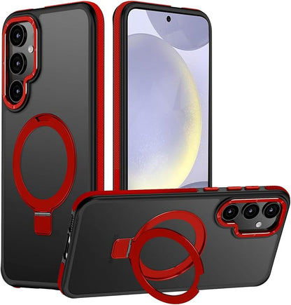 for Samsung Galaxy S24 Case, Magnetic Adjustable Ring Stand [Fit for Magsafe], [Military-Grade Shockproof Protection] Phone Case with Kickstand&Ring Holder (Red)