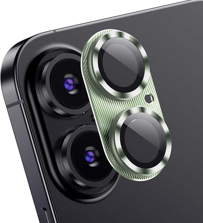 AFARER 2Pack Camera Lens Cover for iPhone 17/iPhone16/16 Plus,Metal Anti-Scratch Tempered Glass Film,Anti-Shatter,Does not Affect Night Shots,Case Friendly Protector,Green