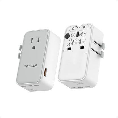 TESSAN Universal Travel Adapter 70W, Type C G A I | Ultra Thin, 4 USB Ports (3 USB C), Worldwide Plug for US to European UK Australia Spain France Ireland
