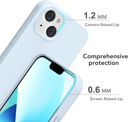 for iPhone 14/ iPhone 13 Case Silicone Compatible with Magsafe Case, Ultra Slim Thin Magnetic Phone Cases Mag Safe, Cute Soft Rubber Gel TPU Matte Wireless Charging Cover for Women, Light Blue