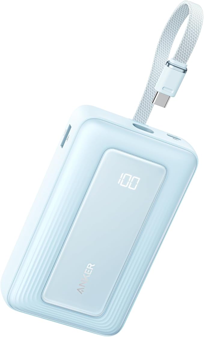 Anker Zolo Power Bank, 20,000mAh 45W Max Fast Portable Charger with Built-in USB-C Cable, USB C&A, 40W Battery Pack for iPhone 17 Series, MacBook, Samsung, and More (Charger Not Included)