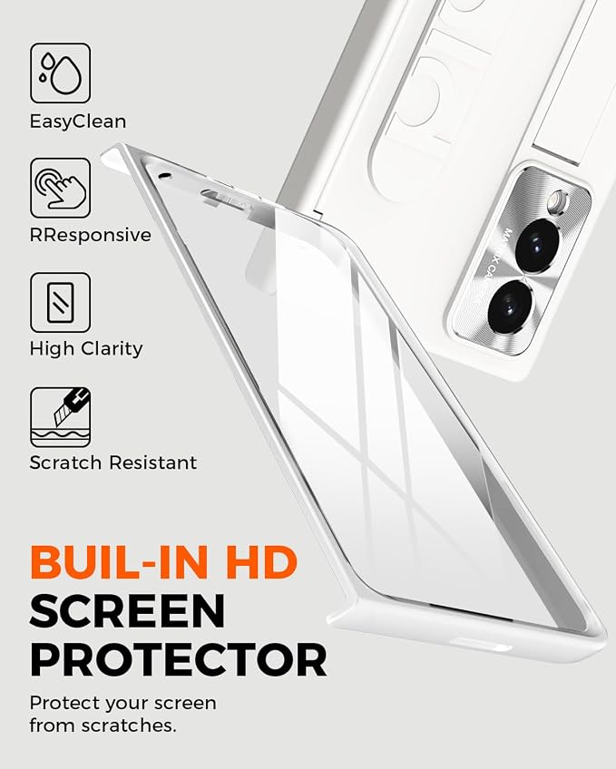 NINKI Wristband for Samsung Galaxy Z Fold 8 Case with with Screen Protector & Stand,Grip Cover for Samsung Z Fold 8 Phone Case with Strap,Galaxy Z Fold 8 Hinge Protection for Galaxy Fold 8 Cover White