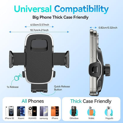 2026 New Car Vent Phone Holder [Thick Cases Friendly] Rotatable Universal Phone Mount for Your Car with Wide Clamp, Car Phone Holder Mount for iPhone 17 Pro Max 15 14 13 Samsung S25