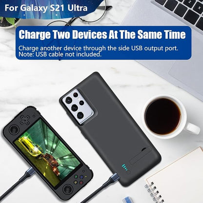 [Upgraded Battery Case for Samsung Galaxy S21 Ultra 5G, 5000mAh Rechargeable Extended Battery Charging Charger Case, Add 100% Extra Juice (6.8 Inches) Black