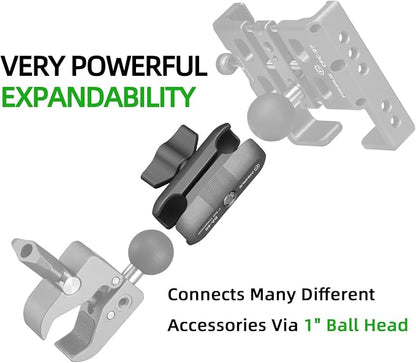 FANAUE Double Socket Arm Compatible with RAM Mounts B Size Ball Head and Bike Motorcycle Phone Holder, Fits Industry All Standard 1" Ball Adapters (DA-60)
