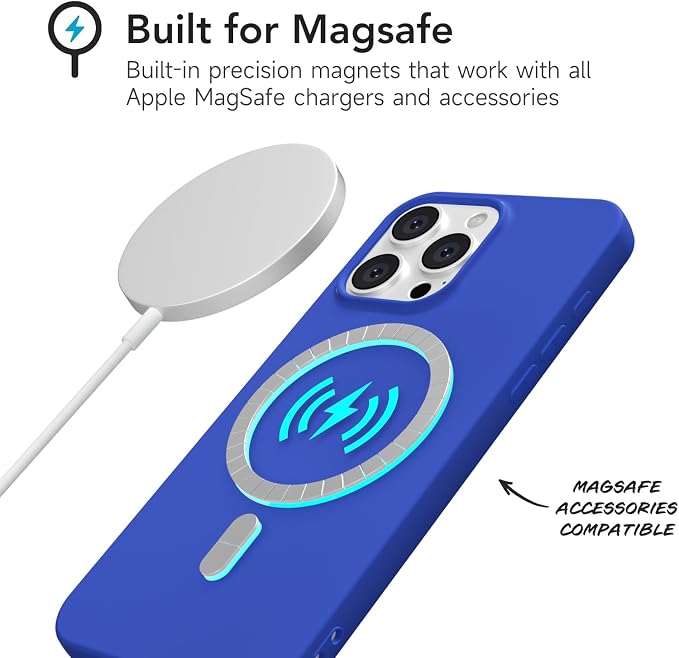 for iPhone 14 Pro Case Silicone Compatible with Magsafe Case, Ultra Slim Thin Magnetic Phone Cases Mag Safe, Cute Soft Rubber Gel TPU Matte Plain Wireless Charging Cover for Women, Royal Blue