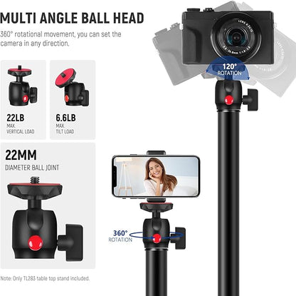 NEEWER Extendable Camera Desk Mount with Ball Head, 17"-40" Adjustable Table Light Stand with 1/4" Screw & C Clamp for DSLR Camera, Ring Light, Live Stream, Vlog, Max Load: 6.6lb/3kg, TL283 (RED)