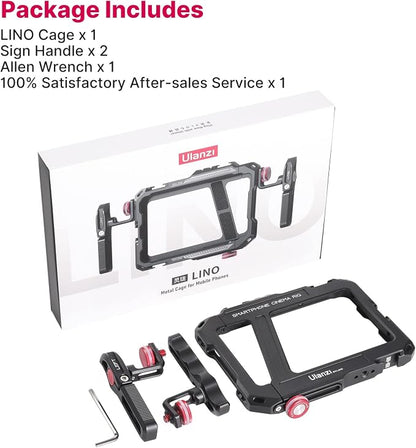 ULANZI Smartphone Video Rig with Handle, LINO Filmmaking Case Aluminum Alloy Phone Video Stabilizer Grip Tripod Mount for Video Maker Videographer with Cold Shoe for iPhone 16 15 Mini Pro Max 8 Plus