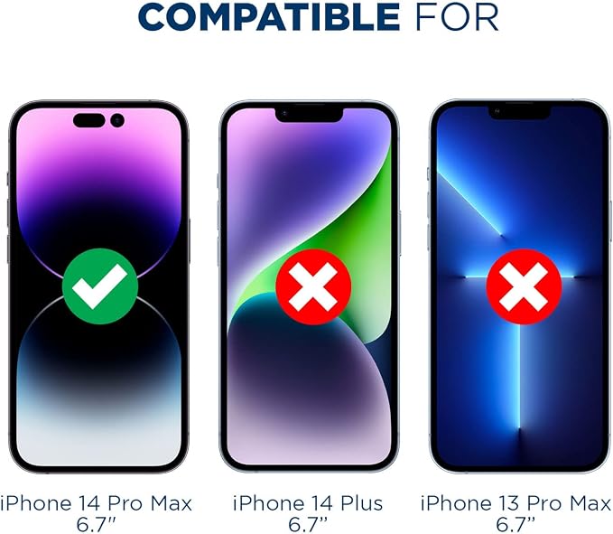 Tech Armor 3 Pack Screen Protector + 1 Camera Lens Protector for iPhone 14 Pro Max 6.7 inch - Ballistic Tempered Glass, Case Friendly, Dynamic Island Compatible, Sensor Protection, HD, 9H Hardness