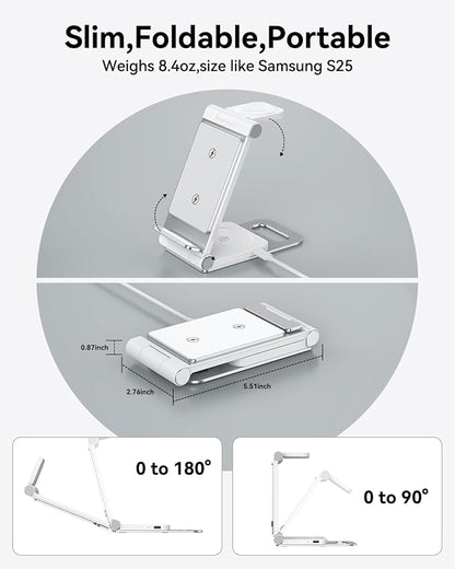 Wireless Charger for Samsung 3 in 1 Wireless Charging Station Foldable Wireless Charger Stand for Samsung S26 S25 Ultra S24 S23 S22 S21 / Z Flip/Z Fold Series for Galaxy Watch 8/7/6/5/4/ Galaxy Buds
