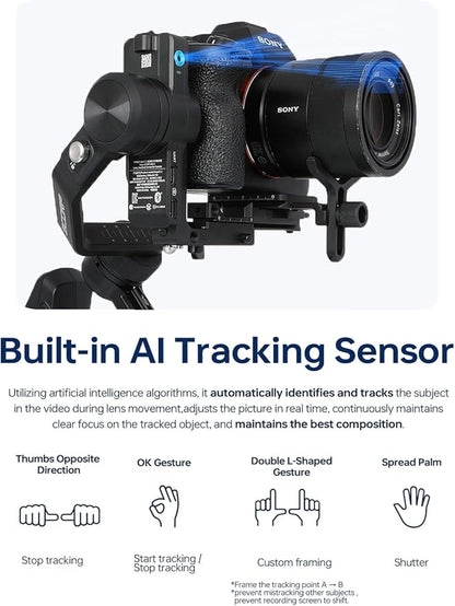 FeiyuTech SCORP Mini 2 (White) Gimbal Stabilizer for Camera & Smartphone, 3-Axis Handheld Gimbal with AI Tracking, Gesture Control, Quick Release, Touchscreen, for Vlogging YouTube TikTok GoPro