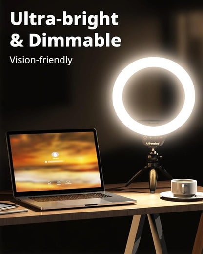 UBeesize 12" Desk Ring Light with Stand & Phone Holder - Adjustable Studio Light for Photography，Zoom Meetings, YouTube, TikTok, Live Streaming