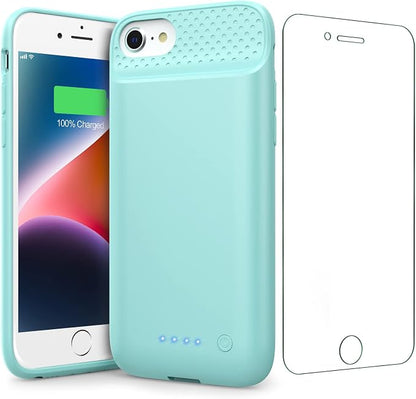 Battery Case for iPhone 8/7/6s/6/SE (2022/2020),[2025 Upgraded] 7000mAh Ultra-Slim Portable Extended Charger Cover for iPhone 8/7/6s/6/SE (2022/2020) Charging Case (4.7 Inch)-Green
