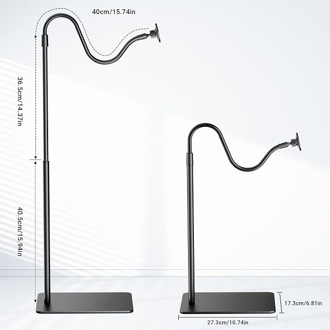 Magnetic Gooseneck Phone Holder for Bed Laying Down, Height Adjustable Bedside Floor Stand with Flexible Arm for iPhone Tiktok Scrolling, Headboard Phone Mount for Reading