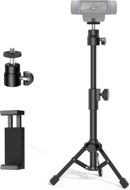 InnoGear Webcam Tripod, Extendable Webcam Stand for Desk Camera Stand Mount with Phone Holder for Webcam C922 C930e C920S C920 C615 C960 C920x BRIO 4K NexiGo N60, Right Light, GoPro with 1/4" Thread