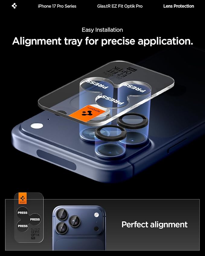 Spigen Camera Lens Screen Protector [GlasTR EZ Fit Optik Pro] Designed for iPhone 17 Pro Max | iPhone 17 Pro | iPhone 16 Pro Max | 16 Pro | iPhone 15 Pro Max | 15 Pro [Case Friendly] - White Titanium [2 Pack]