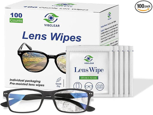 Lens Wipes for Eyeglasses, 100 counts, Ocean Scent, Individually Wrapped, Glasses Wipes, Safe for Eye Glasses,Camera Lens & Electronic Screens