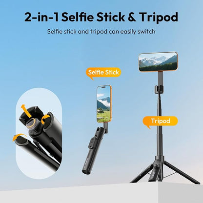 ULANZI Phone Tripod,SK26 44.5'' Magnetic Selfie Stick for Magsafe w Remote, Portable Tripod for iPhone 17 Pro Extendable Cell Phone Stand Lightweight for Vlog Travel Recording Streaming Selfies