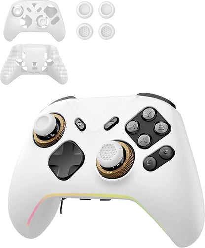 Silicone Protective Case for Flydigi Vader 5 Pro Wireless Controller, Full-Body Protective Cover with Precise Cutout, Shockproof Dustproof Protector Sleeve & Scratch-Resistant Sleeve (White)