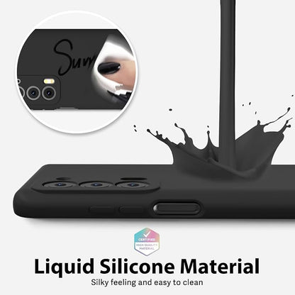 oakxco for Motorola Moto Edge 2021/Edge 2021 5G UW Phone Case Liquid Silicone, Thin Slim Soft Rubber Gel TPU Plain Simple Cover for Women, Matte Solid Color, Black