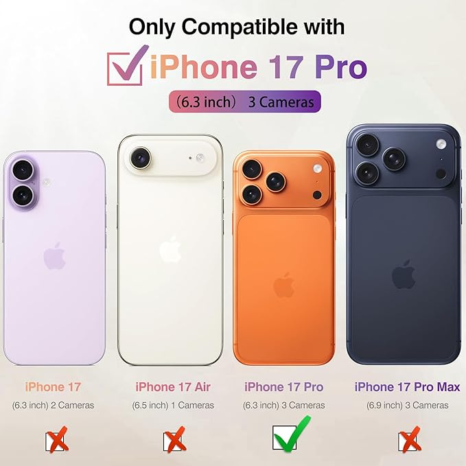 LOHASIC for iPhone 17 Pro Case Wallet with Detachable Crossbody Strap & Wrist Lanyard, RFID Blocking, 4 Card Slots 2 Cash Pockets, Vegan Leather Case with Card Holder for Women Girls, Purple