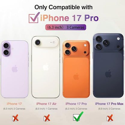 LOHASIC for iPhone 17 Pro Case Wallet with Detachable Crossbody Strap & Wrist Lanyard, RFID Blocking, 4 Card Slots 2 Cash Pockets, Vegan Leather Case with Card Holder for Women Girls, Purple