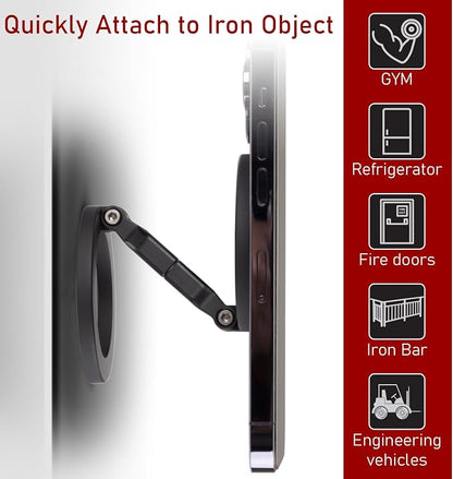 Double Magnetic Ring Phone Holder – Quick Attach to Any Iron Surface | Swivel & Tilt Adjustable | Compatible with iPhone 17/6/15/14/13/12 Series & Magnetic Cases