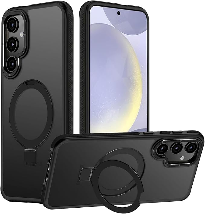 for Samsung Galaxy S24 Plus Case, Magnetic Adjustable Ring Stand [Fit for Magsafe], [Military-Grade Shockproof Protection] Phone Case with Kickstand&Ring Holder (Black)