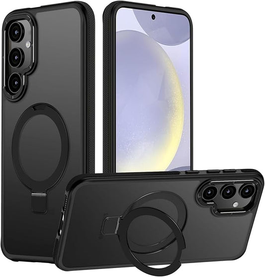 for Samsung Galaxy S24 Plus Case, Magnetic Adjustable Ring Stand [Fit for Magsafe], [Military-Grade Shockproof Protection] Phone Case with Kickstand&Ring Holder (Black)