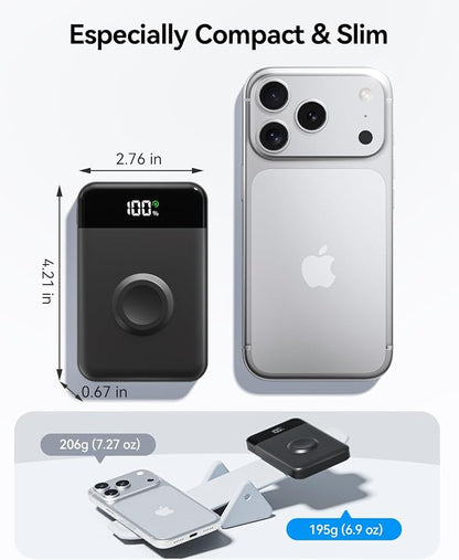 for Magsafe Portable Charger, 10000mAh 22.5W Power Bank for iPhone 17/16/15/14/13/12, Travel Essentials USB-C Wireless Magnetic Battery Pack Fast Charging for Apple Watch Ultra/11/10/9/8/7/6/SE
