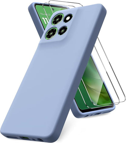 Case for Motorola Moto G Power (2025), 2 Pack Tempered Glass Screen Protectors, Soft TPU Silicone Shockproof Case-Lavender