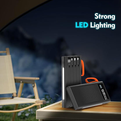 Portable Charger 10000mAh Power Bank Built-in Cable,PD 22.5W Fast Charging Powerbank, LED Display External Battery Pack with LED Lighting, Travel Phone Charger for iPhone 16/15/14/13/12,Samsung,Google