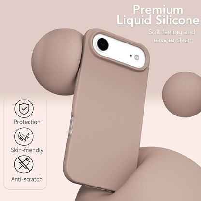 for iPhone 17 Air Case Silicone Compatible with Magsafe Case, Ultra Slim Thin Magnetic Phone Cases Mag Safe, Cute Soft Rubber Gel TPU Matte Plain Wireless Charging Cover for Women, Brown