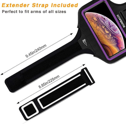 Armband for iPhone 17/17 Pro/16/16 Pro/15/15 Pro/14/14 Pro/13/13 Pro/12/12 Pro/11/XR,Sweatproof Running Exercise Bag with Card Slot for iPhone 16,15,14,13,12,11,iPhone XR(Purple)